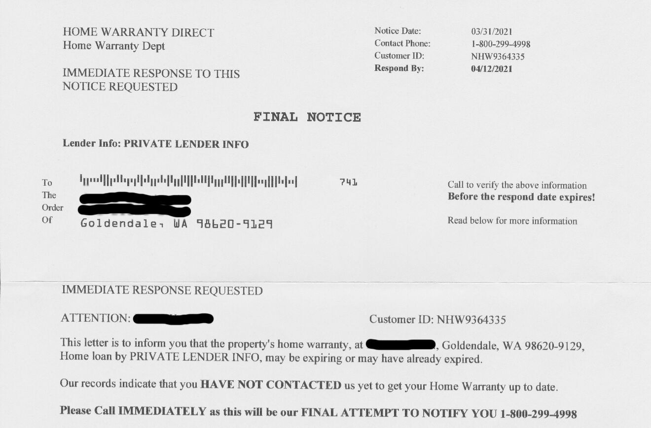 Scam targets phony home warranty